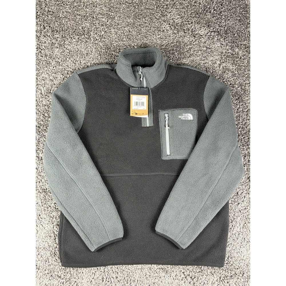 NWT Men's The NorthFace Yumiori Quarter Zip Fleece Gray Black Color Block Sz L